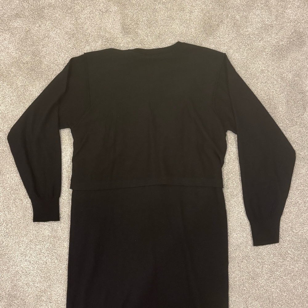 Lemaire Knitted Dress Black Double Layered Midi Dress Merino Wool size small - Picture 7 of 12
